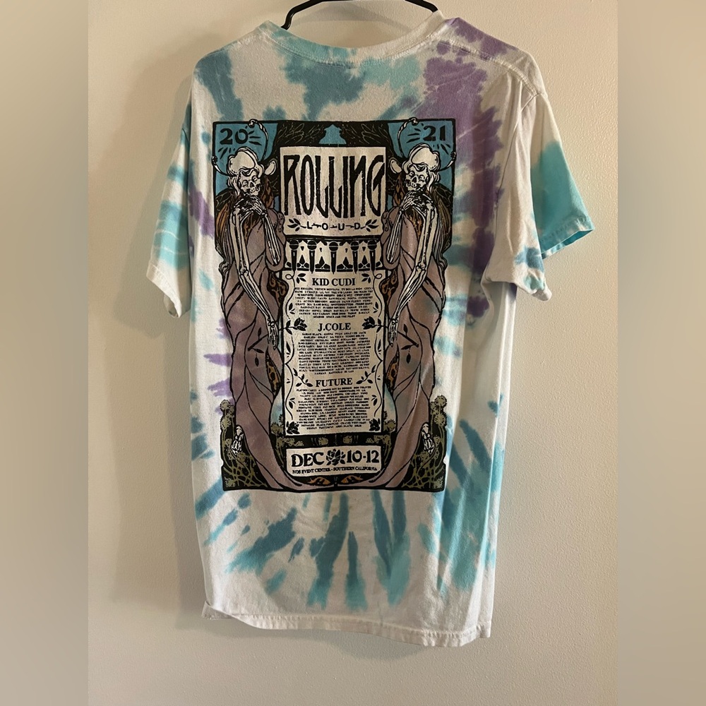 Unisex Rolling Loud Tie Dye Blue and White Tshirt 2021